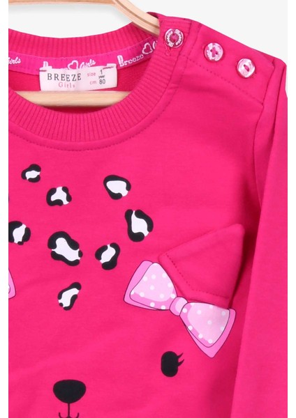 Kız Bebek Eşofman Takımı Leoparlı 9 Ay-3 Yaş, Fuşya