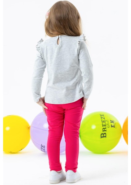 Kız Bebek Taytlı Takım Pullu Kedicik Baskılı 9 Ay-3 Yaş, Açık Gri Melanj fiyatları