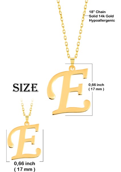 Kadın 14 Ayar Altın Harf Kolye El Işi E Harfi Altın Kolye Zincirli Harf Kolye 42 cm modelleri