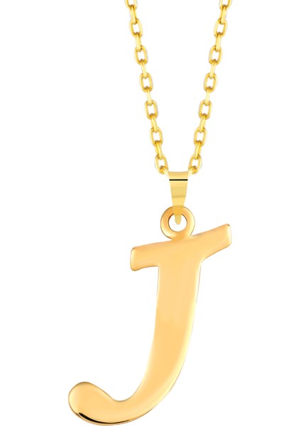 Kadın 14 Ayar Altın Harf Kolye El Işi J Harfi Altın Kolye Zincirli Harf Kolye 42 cm fiyatları