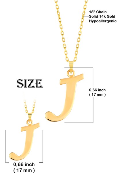 Kadın 14 Ayar Altın Harf Kolye El Işi J Harfi Altın Kolye Zincirli Harf Kolye 42 cm modelleri