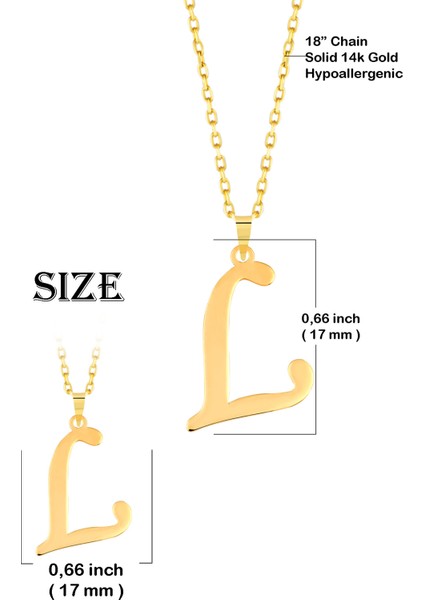 Kadın 14 Ayar Altın Harf Kolye El Işi L Harfi Altın Kolye Zincirli Harf Kolye 42 cm modelleri
