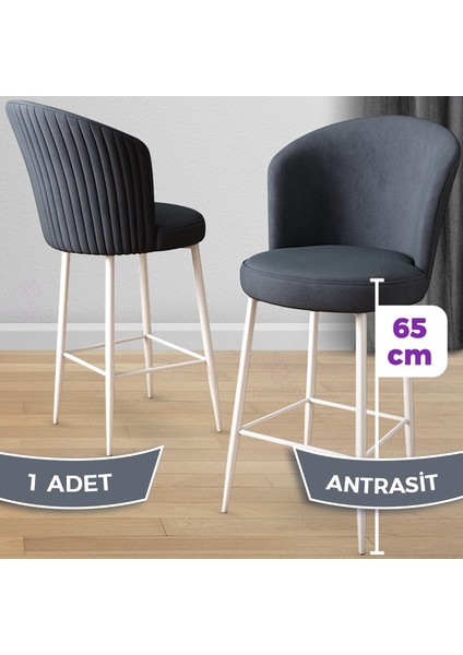 Concept Alte Serisi Mutfak Bar Sandalyesi Babyface Kumaş Beyaz Metal Ayak 1 Adet Sandalye