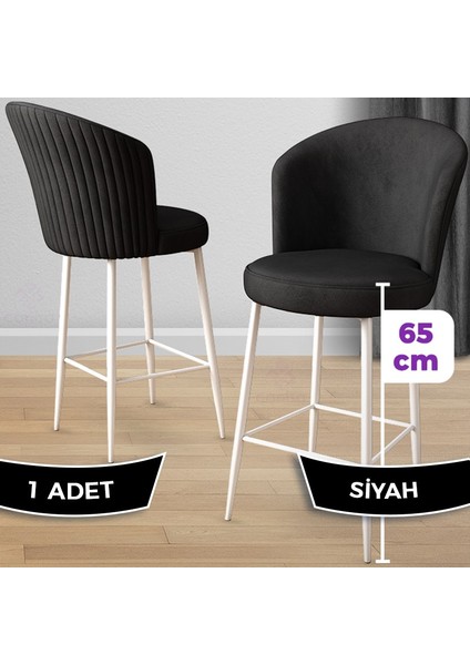 Concept Alte Serisi Mutfak Bar Sandalyesi Babyface Kumaş Beyaz Metal Ayak 1 Adet Sandalye
