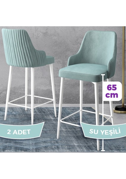 Concept Tera Serisi, Mutfak Bar Sandalyesi, Babyface Kumaş, Beyaz Metal Ayak, 2 Adet Sandalye