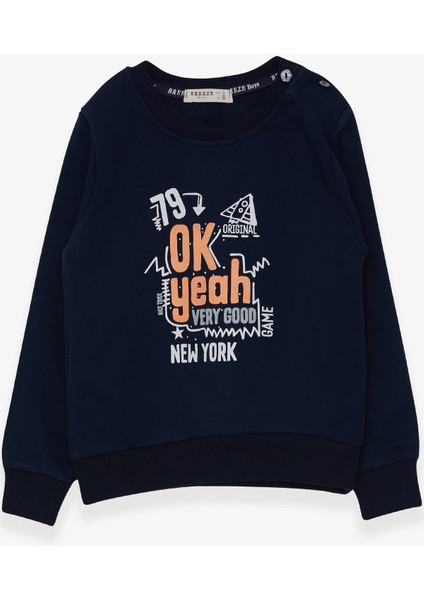 Erkek Çocuk Sweatshirt Yazı Baskılı 2-6 Yaş, Lacivert