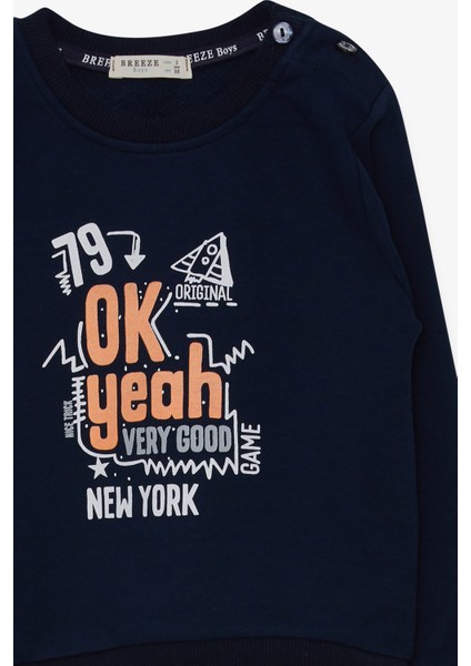 Erkek Çocuk Sweatshirt Yazı Baskılı 2-6 Yaş, Lacivert