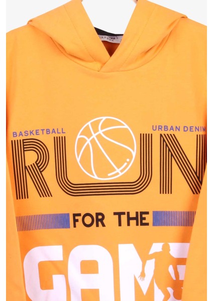 Erkek Çocuk Sweatshirt Basketbol Temalı 8-14 Yaş, Hardal Sarı modelleri