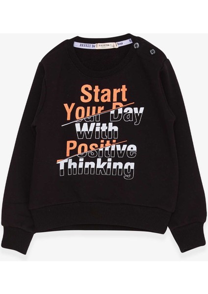 Erkek Çocuk Sweatshirt Yazı Baskılı 2-6 Yaş, Siyah