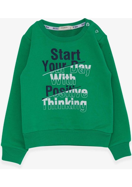 Erkek Çocuk Sweatshirt Yazı Baskılı 2-6 Yaş, Yeşil