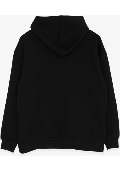 Erkek Çocuk Sweatshirt Nakışlı Yazı Baskılı 8-14 Yaş, Siyah