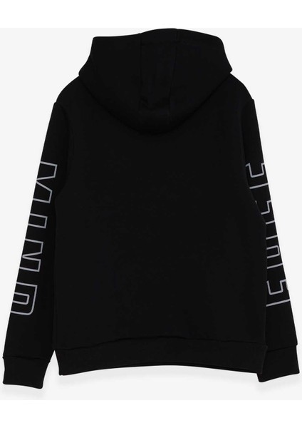 Erkek Çocuk Yazı Baskılı Sweatshirt 9-16 Yaş, Siyah