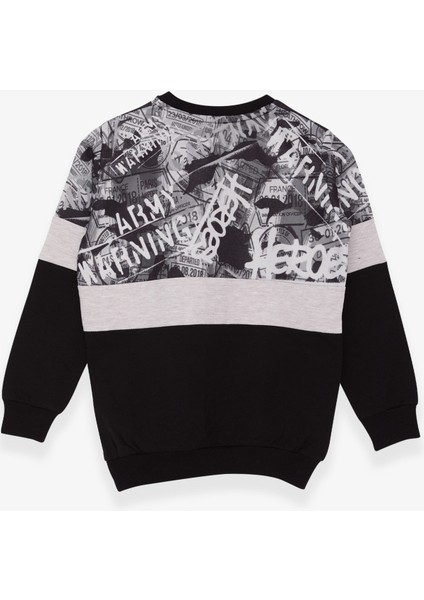 Erkek Çocuk Sweatshirt Desenli 6-12 Yaş, Siyah