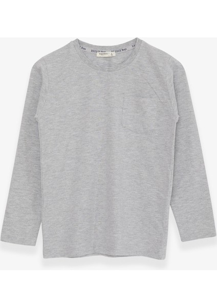 Erkek Çocuk Uzun Kollu Tişört Cepli 4-8 Yaş, Açık Gri Melanj indirimleri