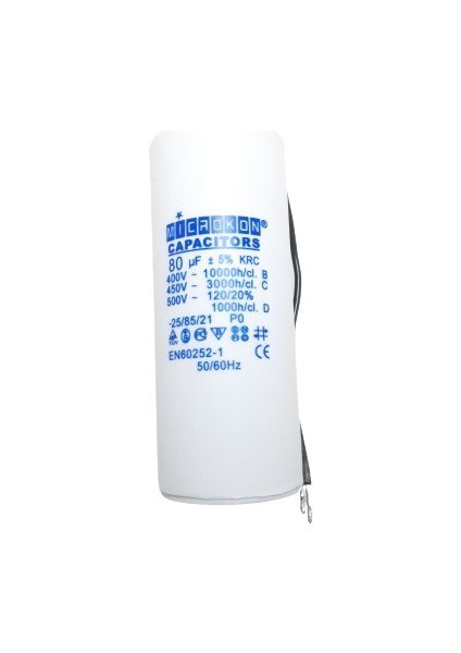 Microkon 80 Mf Plastik Tüp Kondansatör 400-450 V (Daimi)