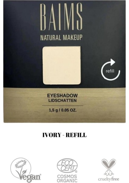 Eyeshadow (Göz Farı) Yeniden Dolum Organik Vegan Göz Farı 10 Ivory