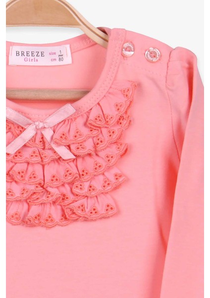 Kız Bebek Uzun Kollu Tişört Güpürlü Fiyonklu 6 Ay-8 Yaş, Somon modelleri