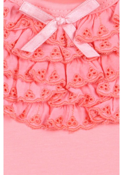 Kız Bebek Uzun Kollu Tişört Güpürlü Fiyonklu 6 Ay-8 Yaş, Somon fırsatları