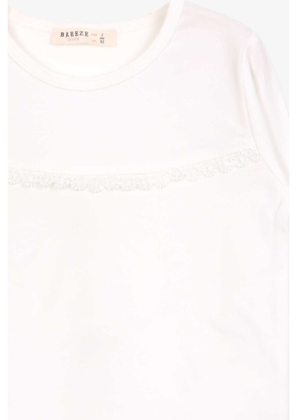 Kız Çocuk Uzun Kollu Tişört Güpürlü 2-6 Yaş, Ekru modelleri