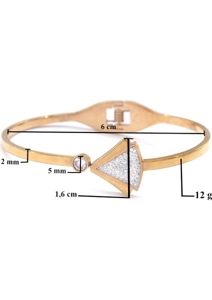 316L Çelik Rose Üçgen Zirkon Taşlı Spor Kelepçe BLZ-472
