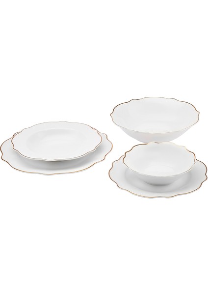 Daisy Gold Wave Shape Bol Kaseli 27 Parça 6 Kişilik Porselen Yemek Takımı fiyatları