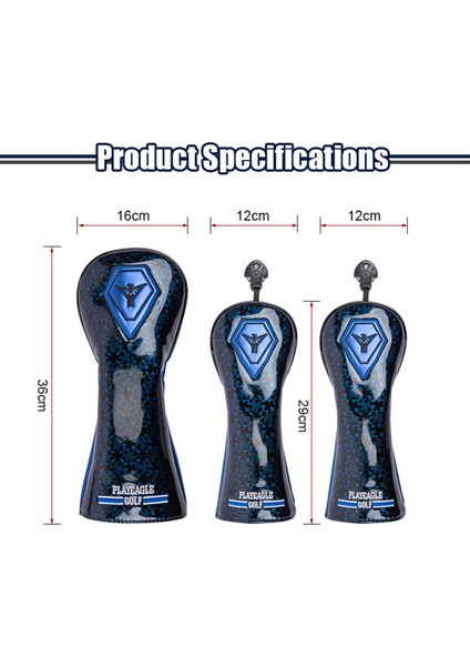 3 Adet Golf Ahşap Headcovers Set Kafa Kapakları Koruyucu Değiştirilebilir Etiket Mavisi (Yurt Dışından) modelleri