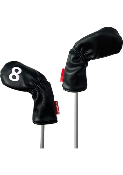 9 Adet Golf Club Demir Headcover Uzun Boyun Koruması Pu Golf Aksesuarları Siyah (Yurt Dışından) modelleri