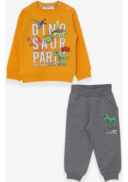 Erkek Çocuk Eşofman Takımı Dinozor Baskılı 1-4 Yaş, Sarı