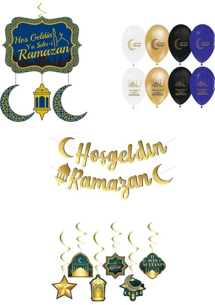 Ramazan-I Şerif Hoşgeldin Ramazan Balon Kaligrafi Sarkıt Set