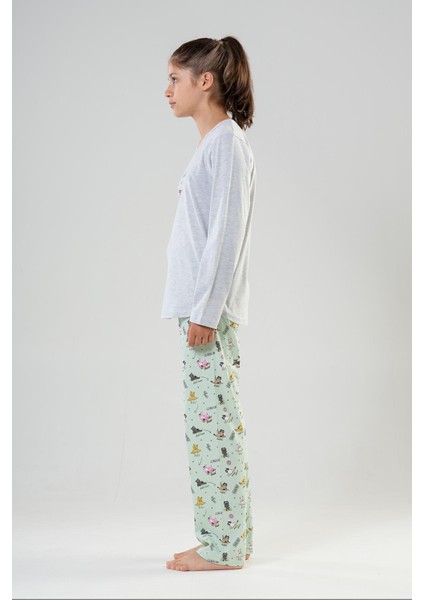 Pamuklu Kız Çocuk Uzun Kol Pijama Takım