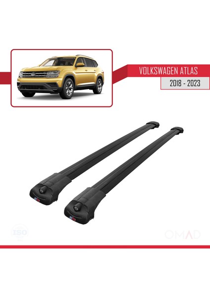 Volkswagen Atlas 2018-2023 Ile Uyumlu Ace-1 Ara Atkı Tavan Barı Siyah