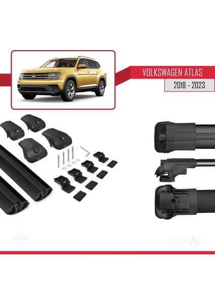 Volkswagen Atlas 2018-2023 Ile Uyumlu Ace-1 Ara Atkı Tavan Barı Siyah modelleri