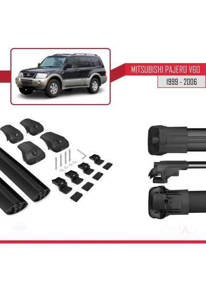 Mitsubishi Pajero (V60) 1999-2006 Arası Ile Uyumlu Ace-1 Ara Atkı Tavan Barı Siyah