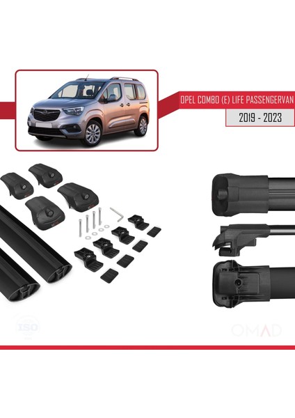 Opel Combo (E) Life Passengervan 2019 ve Sonrası Ile Uyumlu Ace-1 Ara Atkı Tavan Barı Siyah modelleri