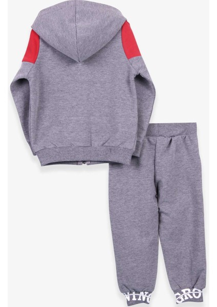 Erkek Çocuk Eşofman Takımı Baskılı Kapüşonlu 1.5-5 Yaş, Gri Melanj fiyatları