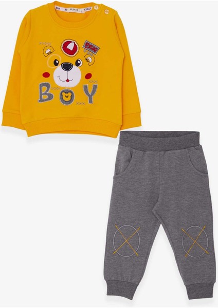 Erkek Çocuk Eşofman Takımı Ayıcık Figürlü 1-4 Yaş, Sarı