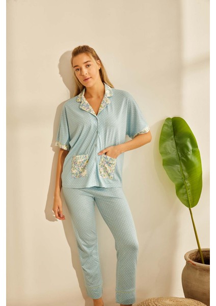 Kadın Modal Gömlek Yakalı Pijama Üstü