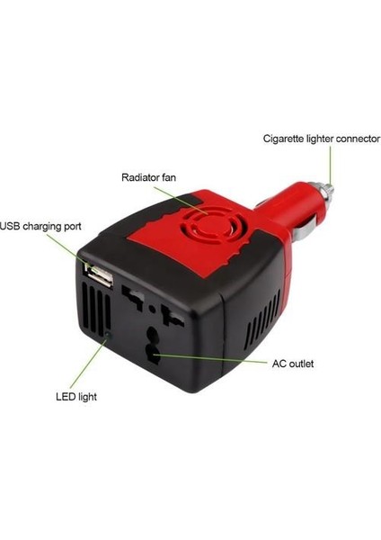 150 Watt Inverter 12 Volt 220 Volt Çevirici 150W Araç Çakmak Power Inverter 12V To 220V Invertör Çevirici Dönüştürücü + USB Port