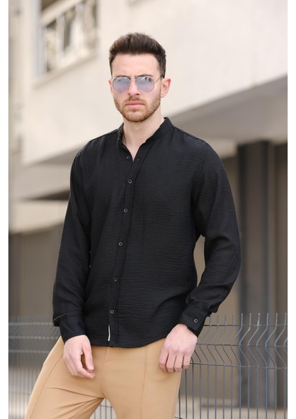 Stello Kırınkıl Desen Koyu Hakim Yaka Erkek Gömlek