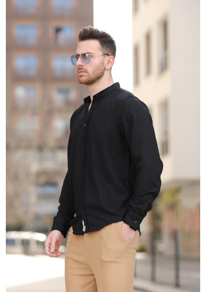 Stello Kırınkıl Desen Koyu Hakim Yaka Erkek Gömlek modelleri