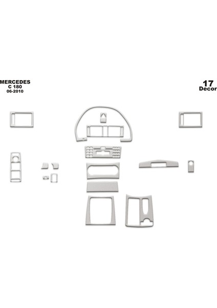 Meriç® Mercedes C180 Ön Torpido Kaplama 17 Parça 2006-2011