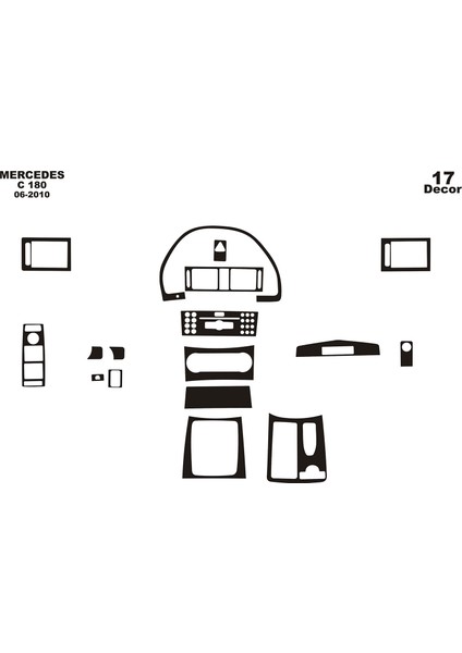 Meriç® Mercedes C180 Ön Torpido Kaplama 17 Parça 2006-2011