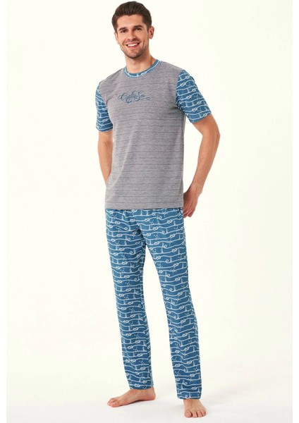 4538 Eşli Erkek Marine Ikili Pijama Takımı