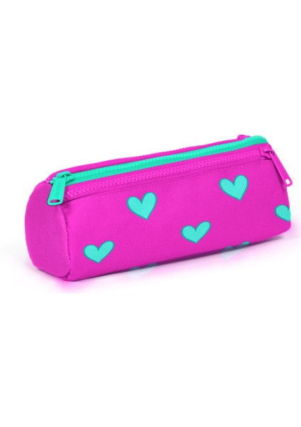 Coral High Kids Neon Pembe Su Yeşili Kalp Desenli Üç Bölmeli Kalem Çantası 22317 indirimleri