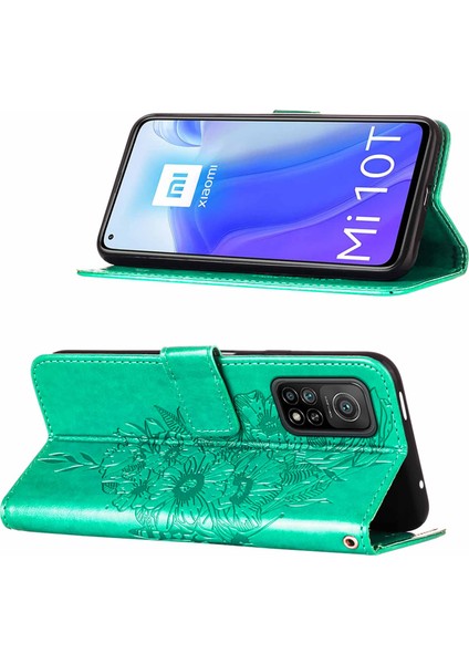 Redmi Note 10 5g / Poco M3 Pro 5g Için Kelebek Pu Deri Çevirmeli Cüzdan Stand Telefon Kılıfı - Yeşil (Yurt Dışından)