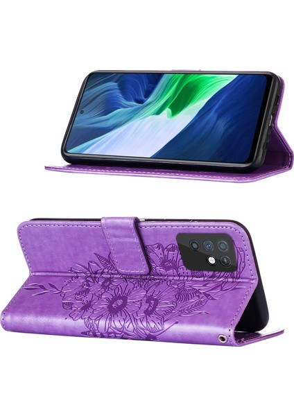 Note 10 Için Kelebek Pu Deri Çevirmeli Cüzdan Stand Telefon Kılıfı - Açık Mor (Yurt Dışından)