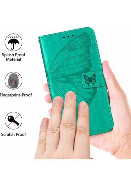 Redmi Note 11S / NOTE11 4g Için Kelebek Pu Deri Çevirmeli Cüzdan Stand Telefon Kılıfı - Yeşil (Yurt Dışından)