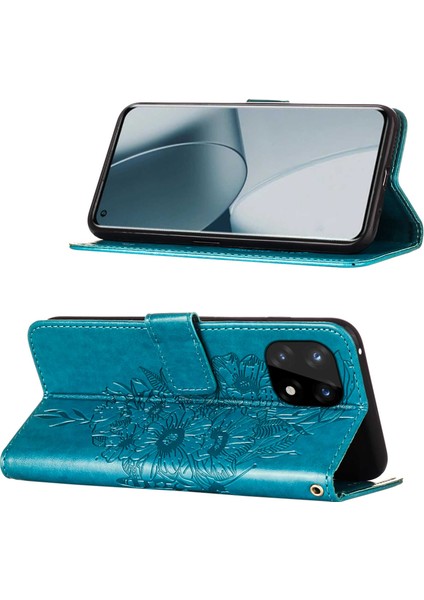 10 Pro Için Kelebek Pu Deri Çevirmeli Cüzdan Stand Telefon Kılıfı - Mavi (Yurt Dışından)