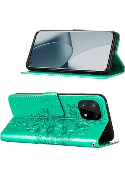 10 Pro Için Kelebek Pu Deri Çevirmeli Cüzdan Stand Telefon Kılıfı - Yeşil (Yurt Dışından)