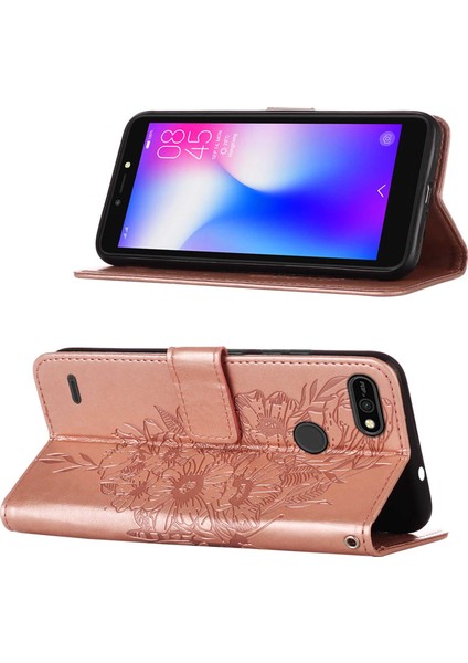 Pop 2 F Için Kelebek Pu Deri Çevirmeli Cüzdan Stand Telefon Kılıfı - Rose Gold (Yurt Dışından)